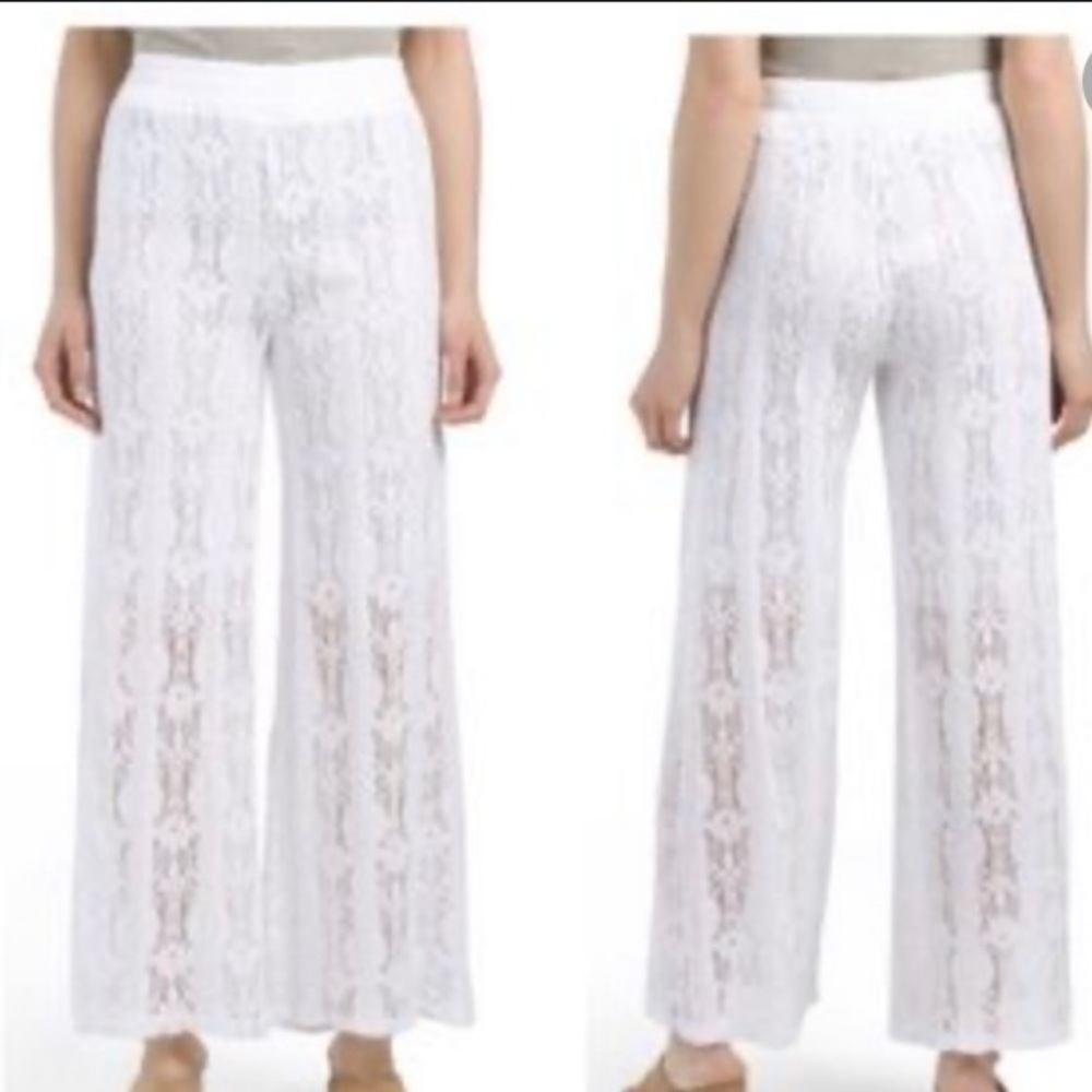 Tendenze White lace cover up pants